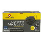 Maska maseczka medyczna 3 warst CZARNA Opharm 50 szt