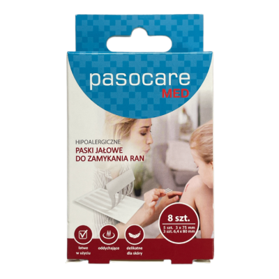 Plaster paski jałowe do zamykania ran PasocareMED 