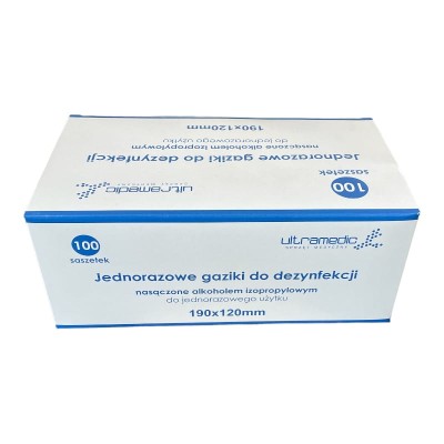 Gaziki do dezynfekcji skóry XXL nasączone alkoholem A'100 szt  BARDZO DUŻE