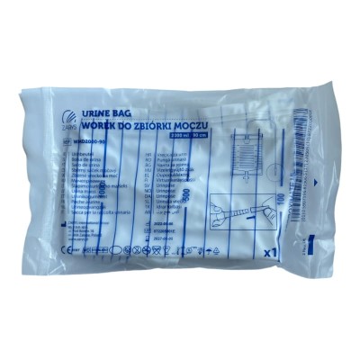Worek worki do dobowej zbiórki moczu 2 L  dren 90 cm ze spustem z zaworem typu T 