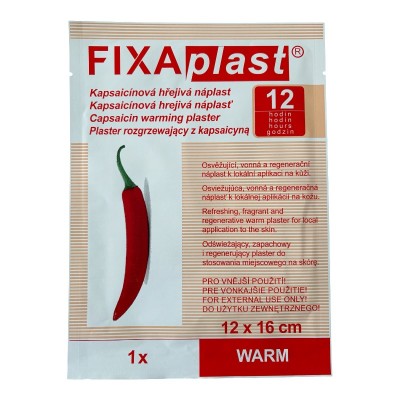 Plaster ROZGRZEWAJĄCY 12 x 16 cm FIXAPLAST Z KAPSAICYNĄ a'1 sztuki NA BÓL PLECÓW MIĘŚNI
