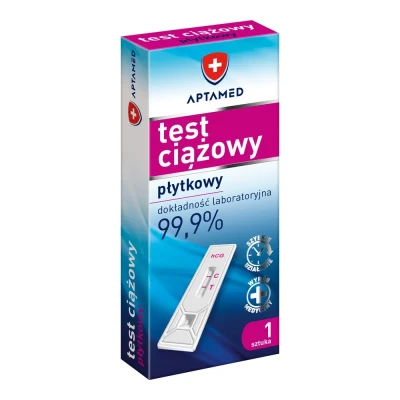 Test ciążowy płytkowy 1 szt. dokładność 99,9 % Aptamed 